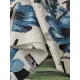 Ткань джинс голубые цветы на белом 